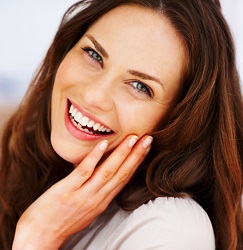 Woman looking towards camera